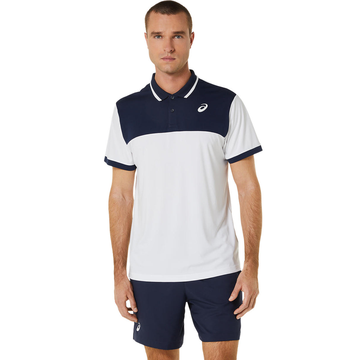 Asics Poloshirt Court Herren Weiß Blau