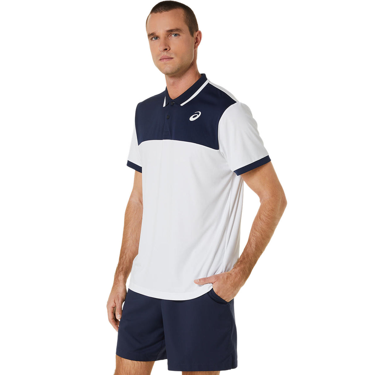 Asics Poloshirt Court Herren Weiß Blau