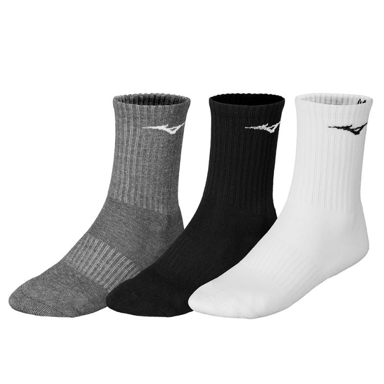 Mizuno Socken Training Unisex Schwarz-Grau-Weiß 3er Pack