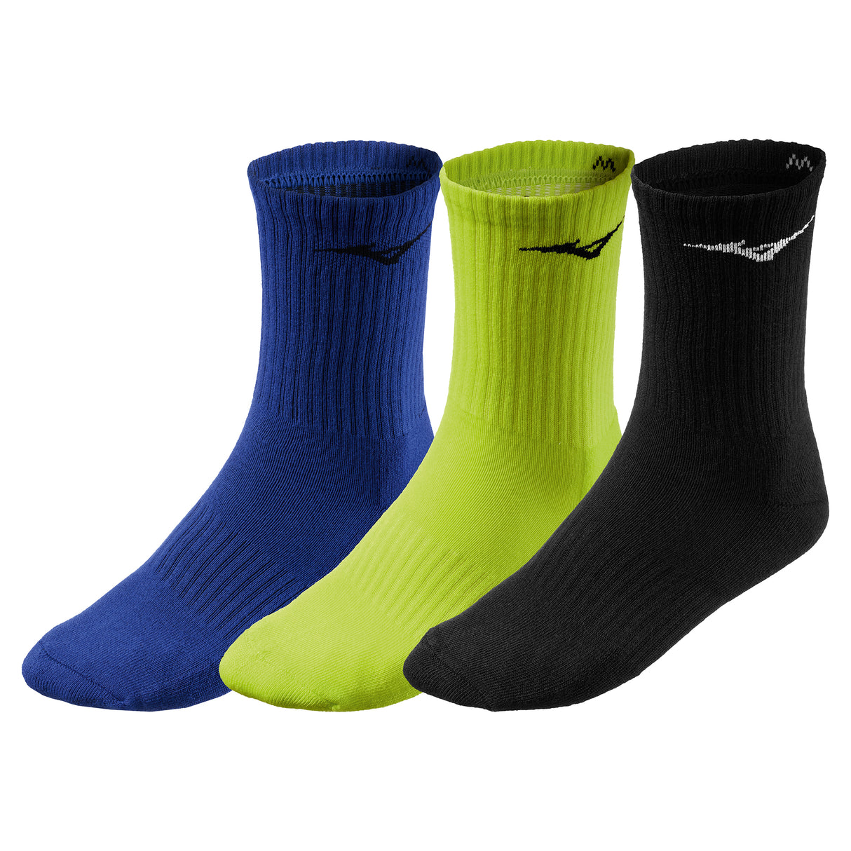 Mizuno Socken Training Unisex Schwarz-Grün-Blau 3er-Pack
