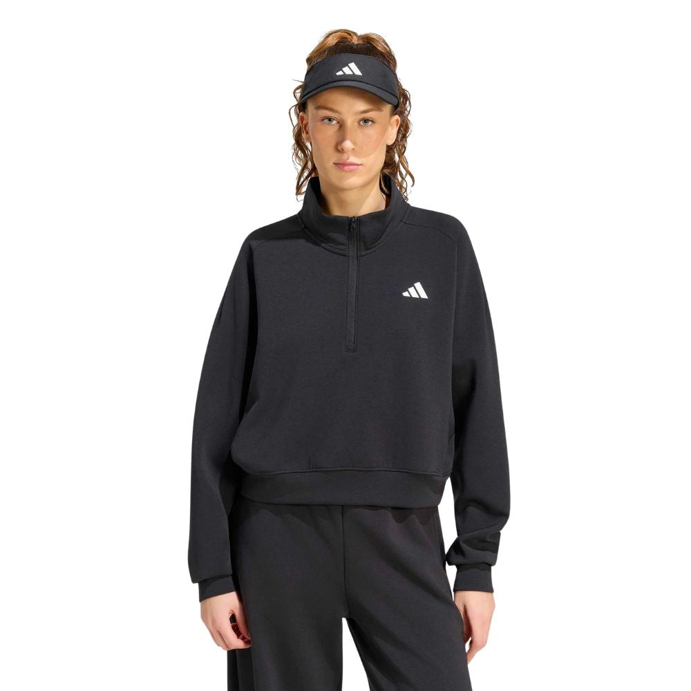 Adidas Cover Up Half-Zip Sweatshirt Dames Zwart Voorkant