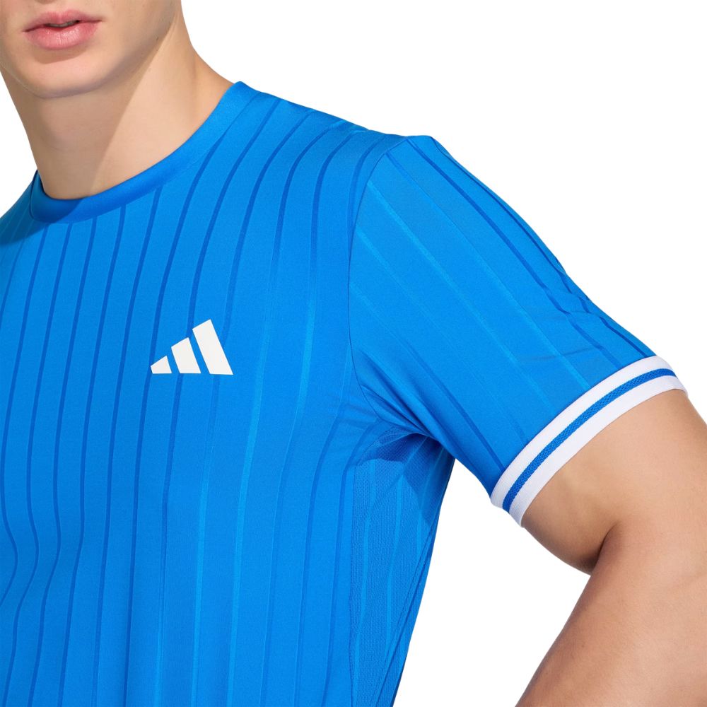 Adidas T-Shirt Freelift Tee Pro Blauw Dichtbij