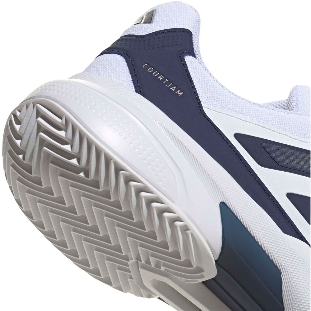 Adidas Tennisschoen Padelschoen Courtjam Control 3 Clay Heren Wit Blauw Achterkant