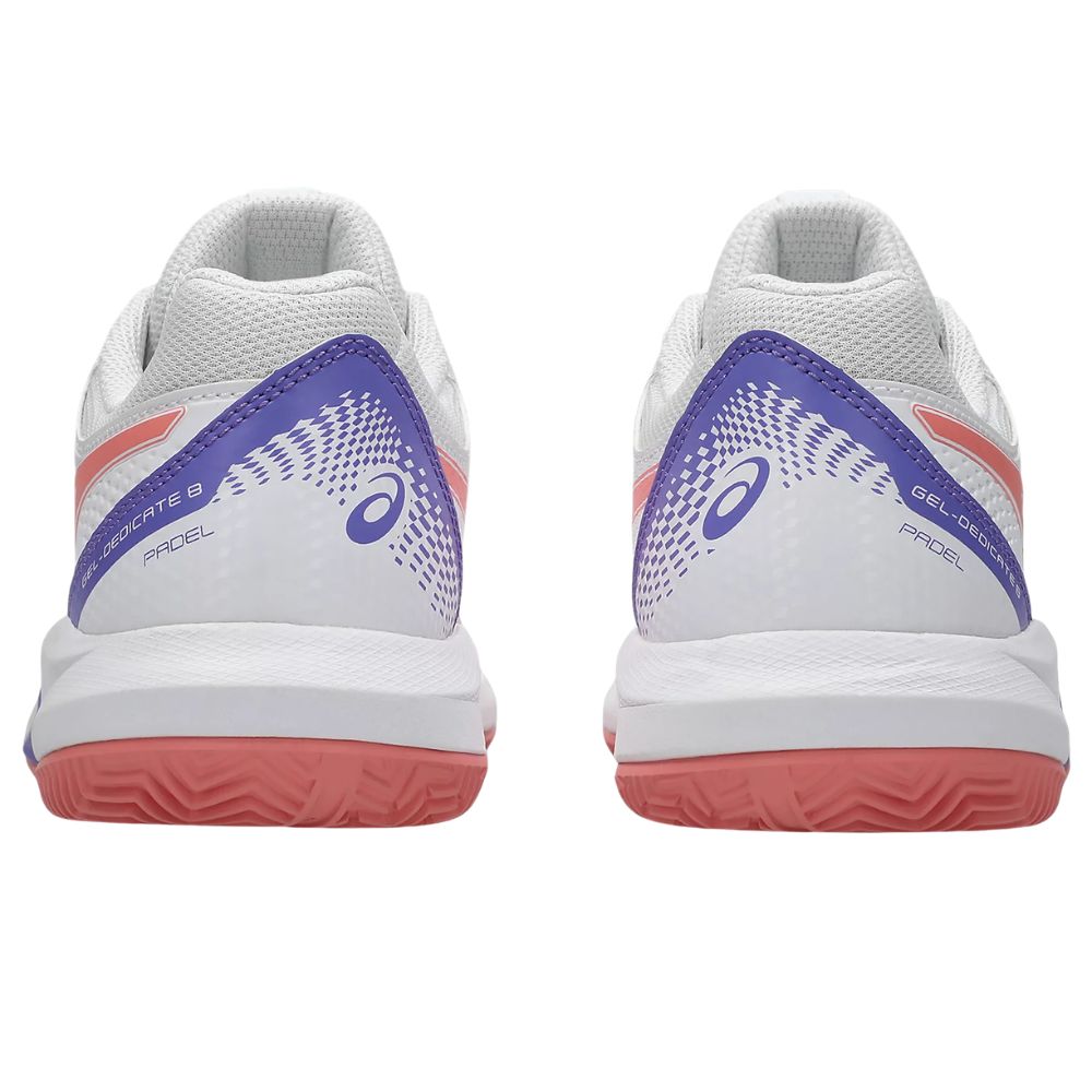 Asics Padelschoen Gel Dedicate 8 Padel Dames Wit Roze Achterkant