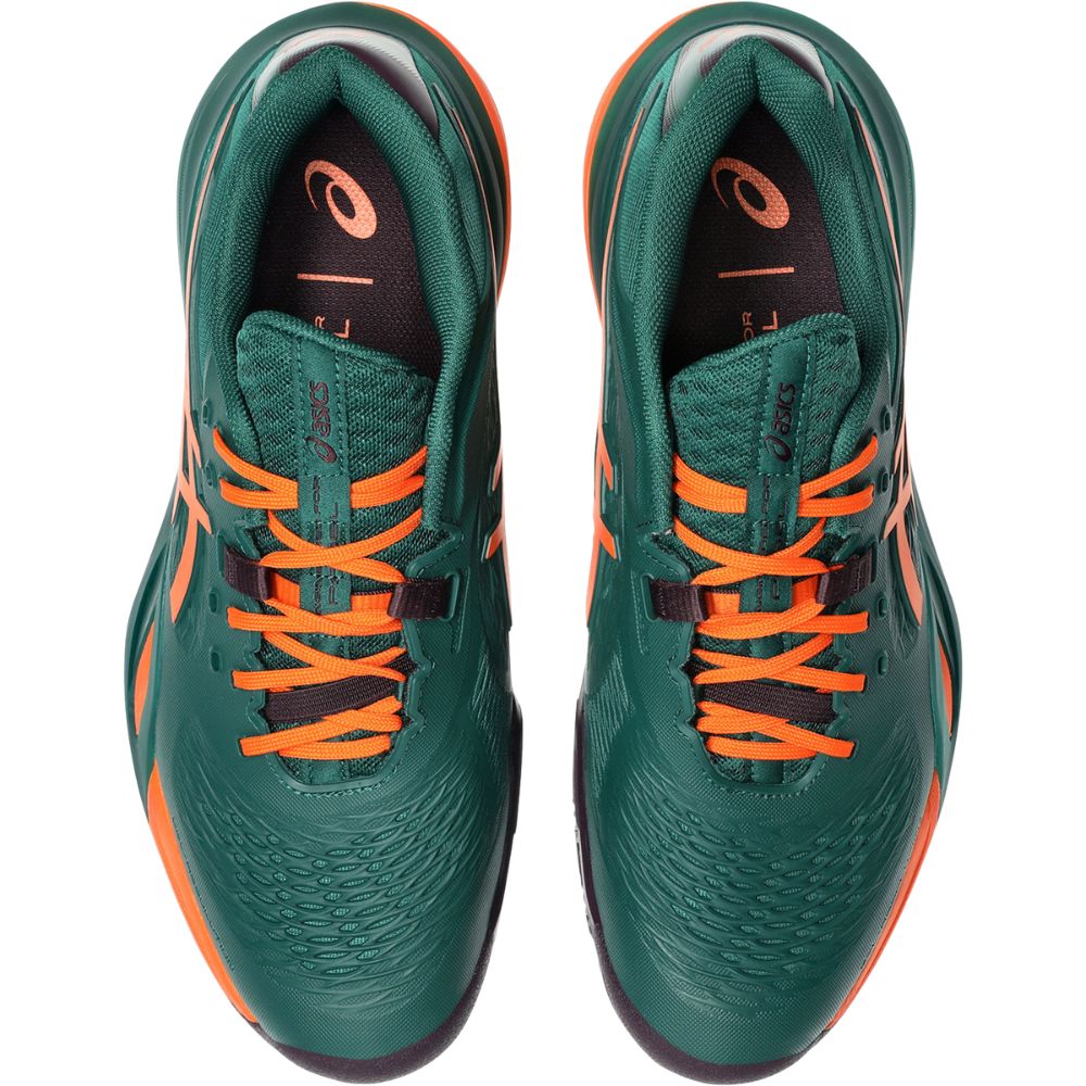 Asics Padelschoen Gel Resolution X Padel Heren Groen Oranje Bovenkant