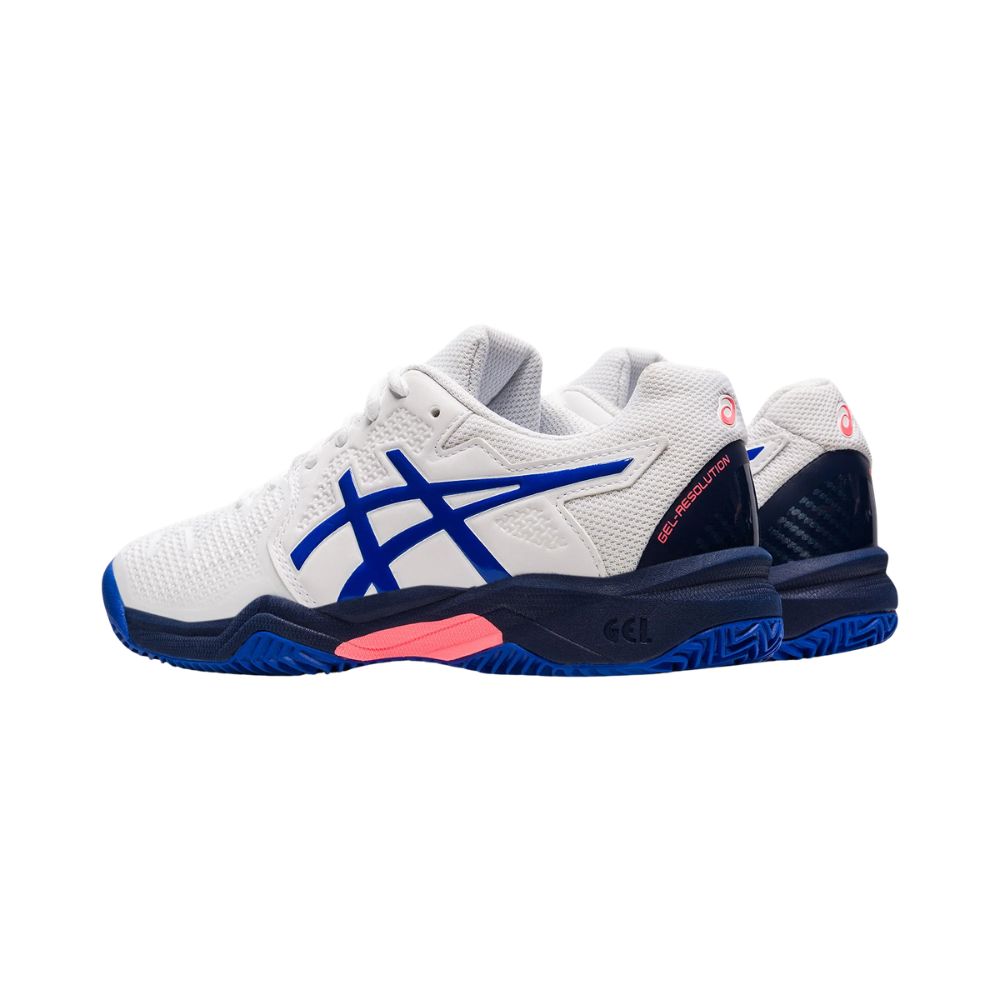Asics Tennisschoen Gel Resolution 8 Clay Junior Wit Blauw Zij