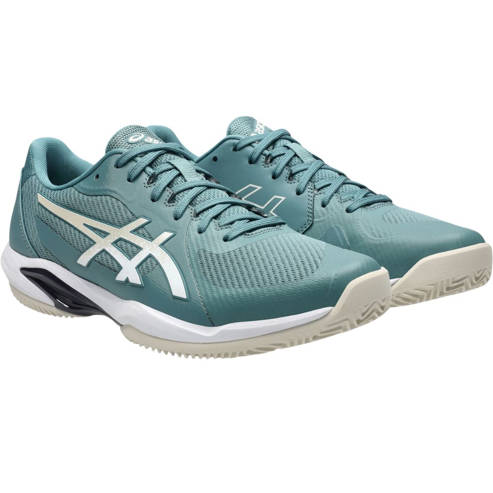Asics Tennisschoen Solution Swift FF 2 Clay Heren Groen Wit Zijkant