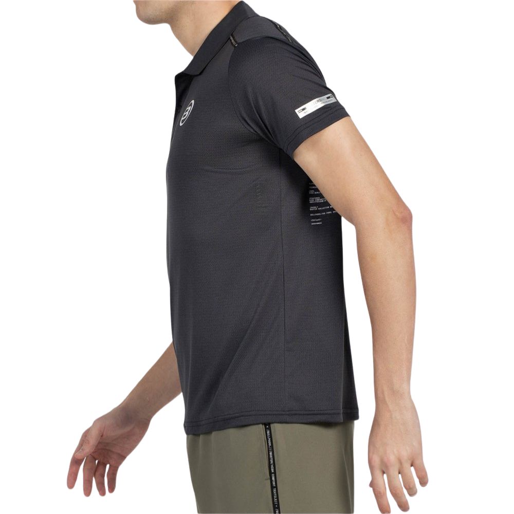 Bullpadel Polo Mirac Heren Zwart Zijkant