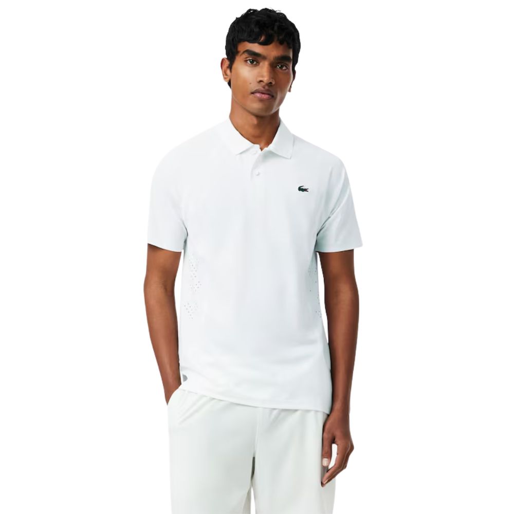 Lacoste Polo Tennis Novak Djokovic On Court Heren Wit