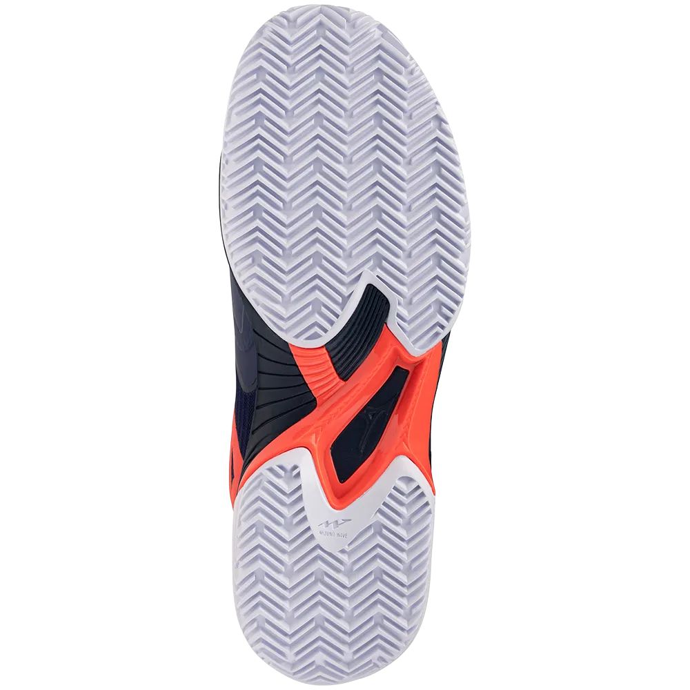Mizuno Tennisschoen Padelschoen Wave Exceed Court CC Heren Blauw Oranje Onderkant