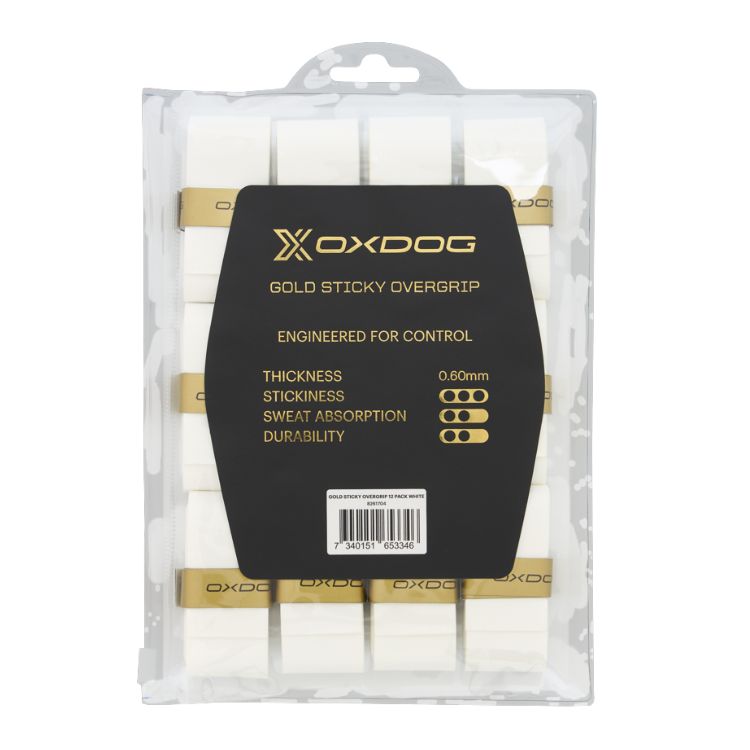 Oxdog Padel Overgrip Gold Sticky 12er Pack Weiß