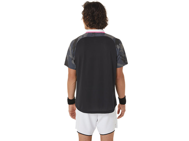 Asics Poloshirt Court Graphic Heren Grijs