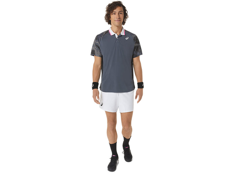 Asics Poloshirt Court Graphic Heren Grijs