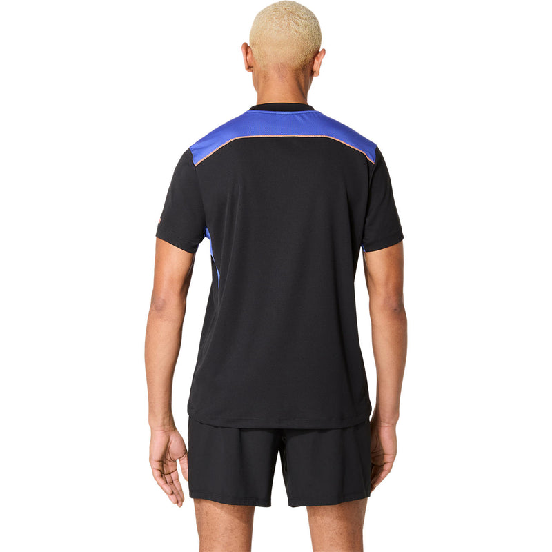 Asics T-Shirt Padel Court SS Top Heren Zwart Blauw