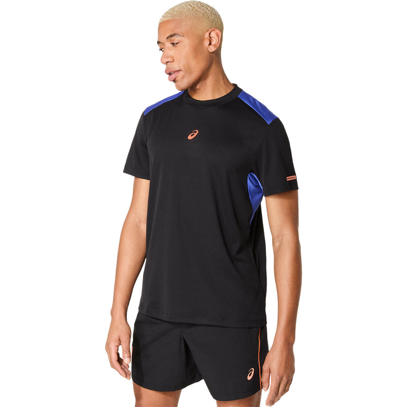 Asics T-Shirt Padel Court SS Top Heren Zwart Blauw