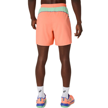 Asics Short Padel Court 7IN Heren Oranje Groen