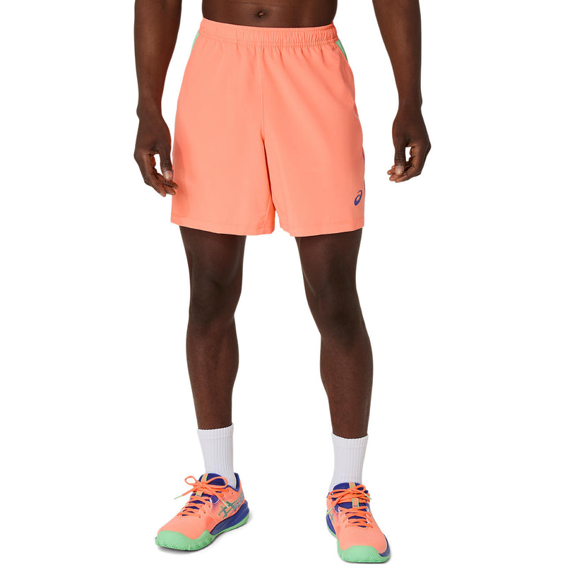 Asics Short Padel Court 7IN Heren Oranje Groen