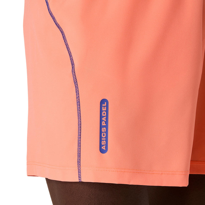 Asics Short Padel Court 7IN Heren Oranje Groen