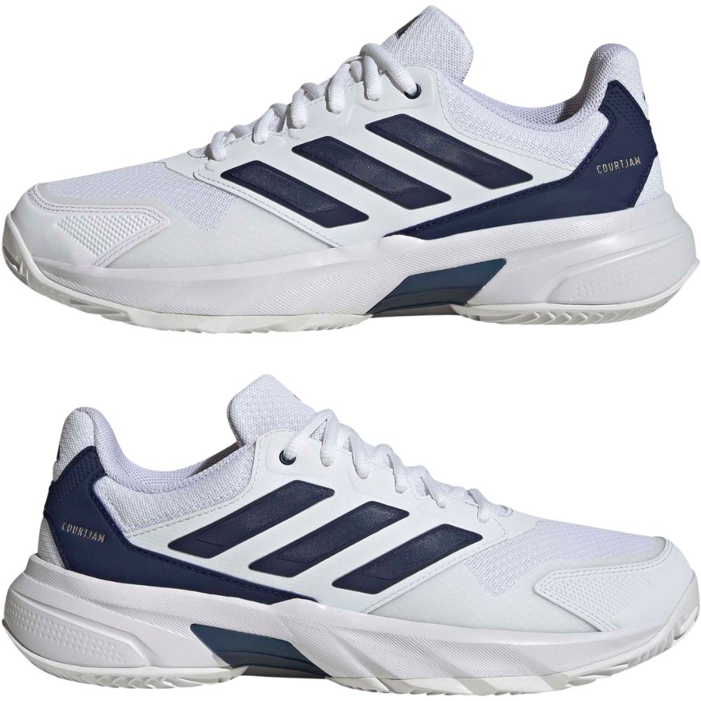 Adidas Tennisschoen Padelschoen Courtjam Control 3 Clay Heren Wit Blauw Voorkant