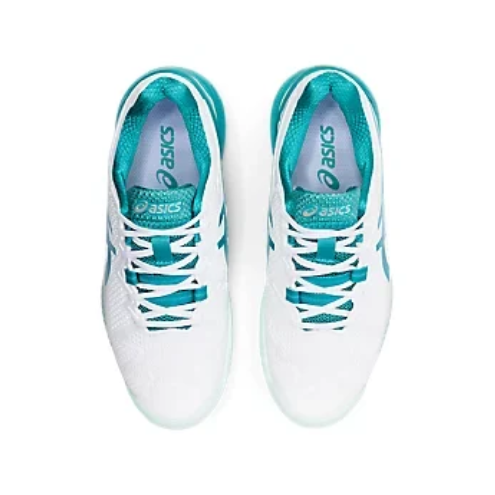 Asics Gel Resolution 8 Dames Wit Turquoise Bovenkant