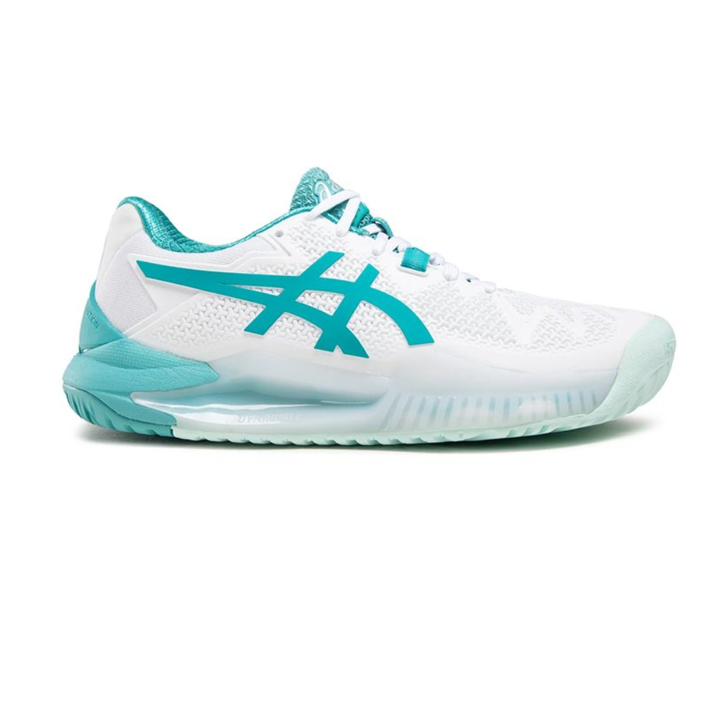 Asics Gel Resolution 8 Dames Wit Turquoise Buitenkant