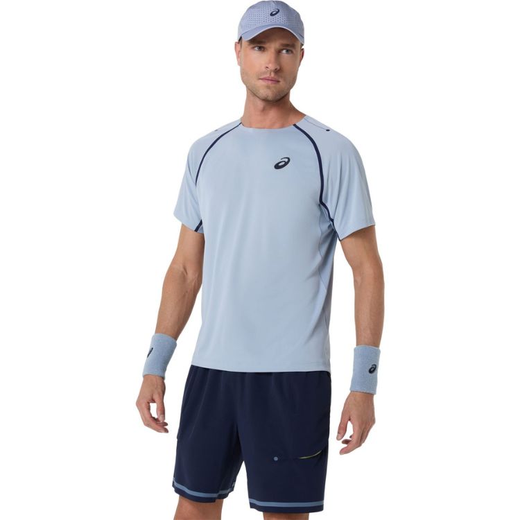 Asics T-Shirt Match SS Top Heren Grijs Blauw