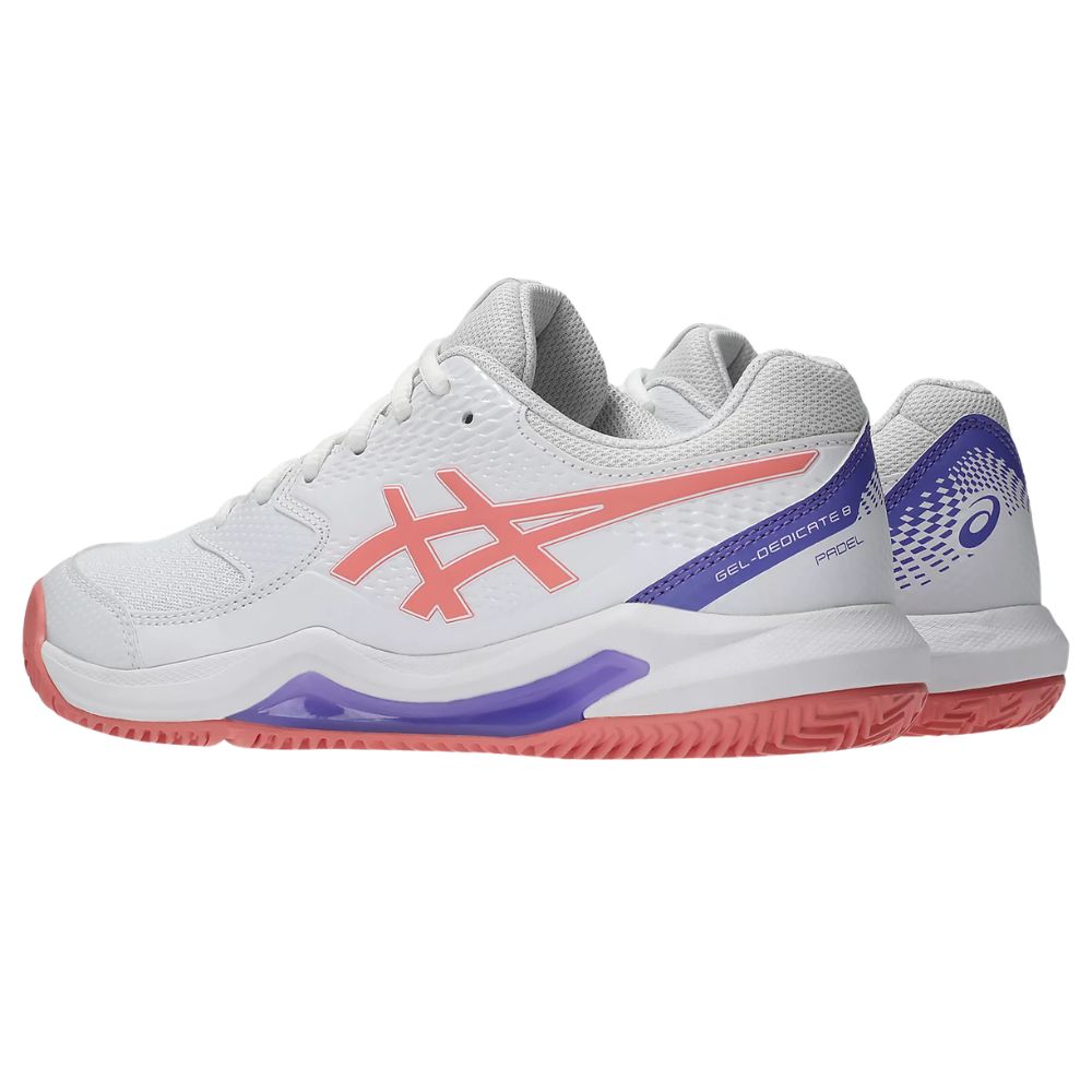 Asics Padelschoen Gel Dedicate 8 Padel Dames Wit Roze Zijkant