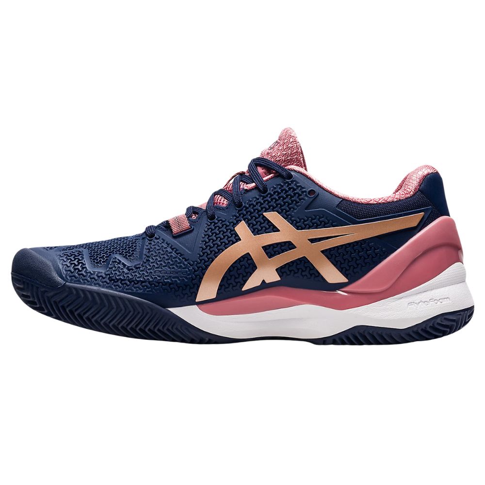 Asics Tennisschoen Gel Resolution 8 Clay Dames Donkerblauw Roze Voor