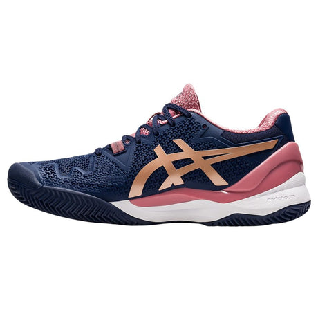 Asics Tennisschoen Gel Resolution 8 Clay Dames Donkerblauw Roze Voor