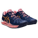 Asics Tennisschoen Gel Resolution 8 Clay Dames Donkerblauw Roze Zij