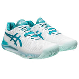 Asics Tennisschoen Gel Resolution 8 Clay Dames Wit Blauw Zijkant