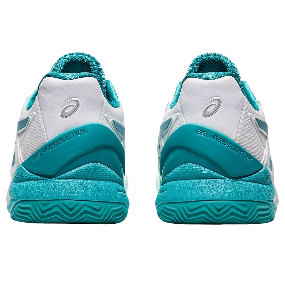 Asics Tennisschoen Gel Resolution 8 Clay Dames Wit Blauw Achterkant