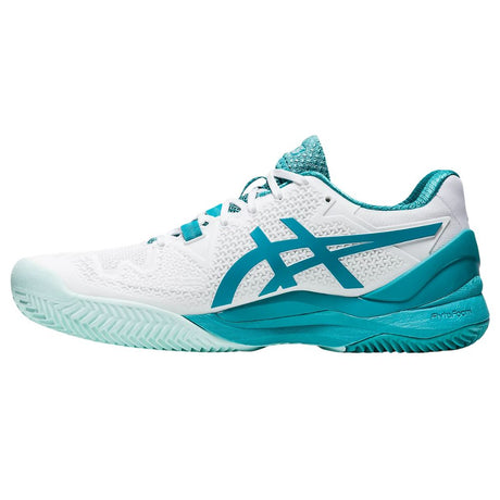 Asics Tennisschoen Gel Resolution 8 Clay Dames Wit Blauw Links