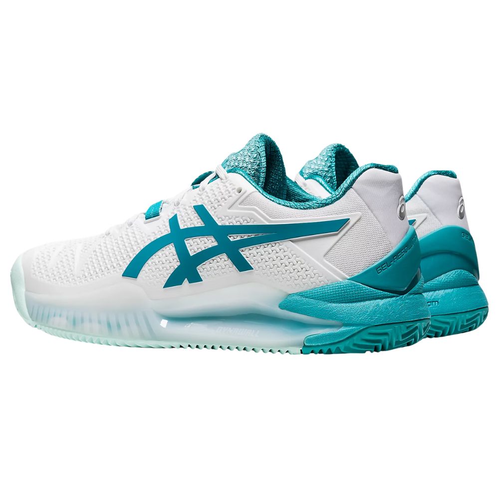 Asics Tennisschoen Gel Resolution 8 Clay Dames Wit Blauw Zij