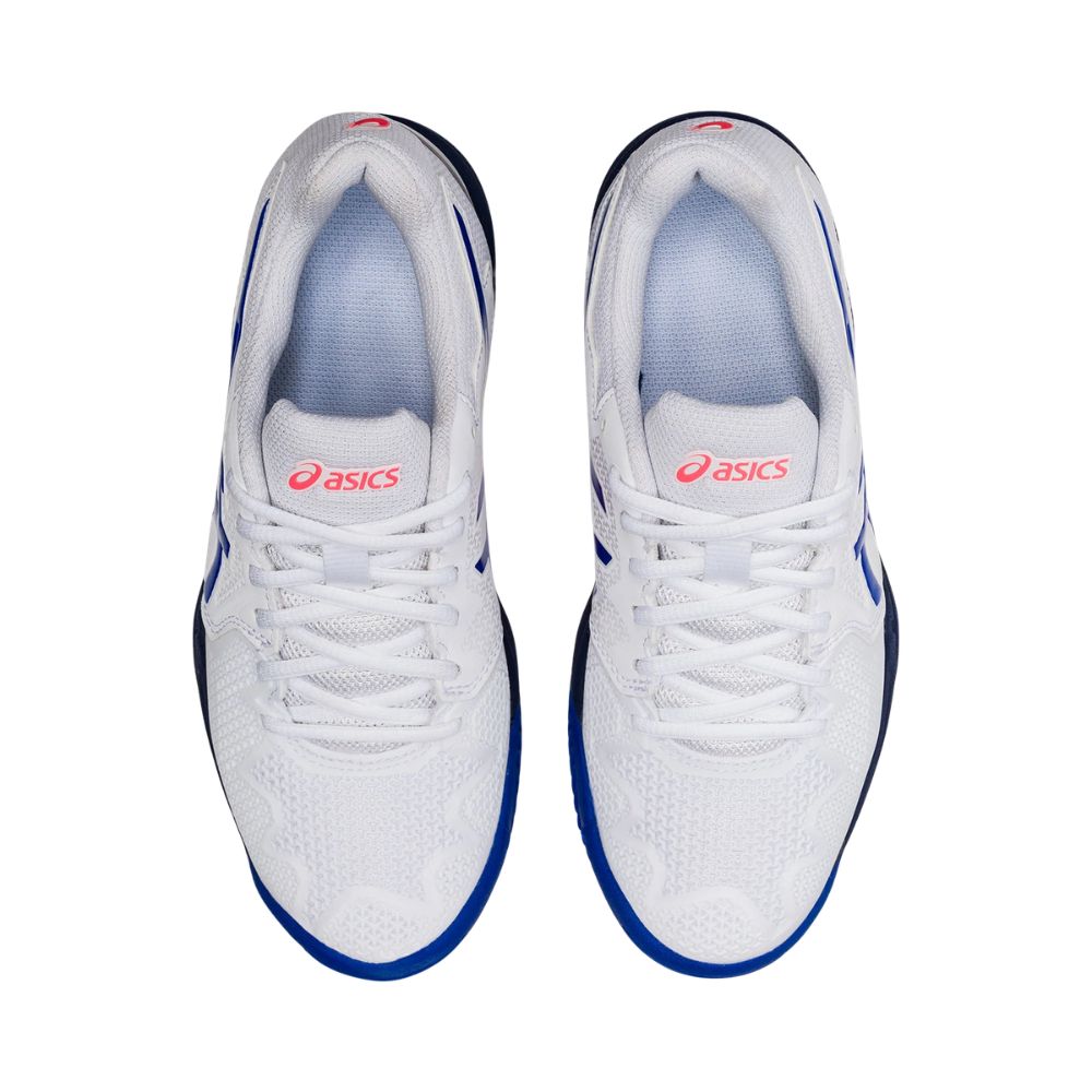 Asics Tennisschoen Gel Resolution 8 Clay Junior Wit Blauw Bovenkant