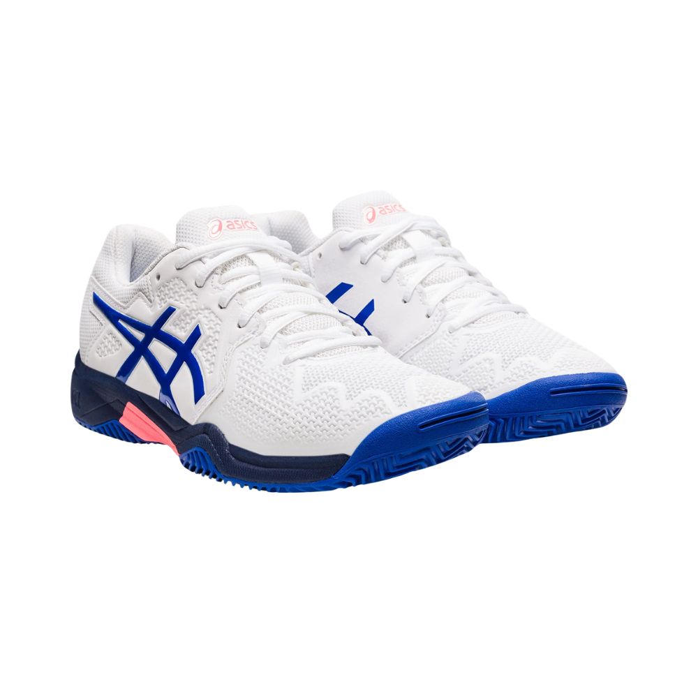 Asics Tennisschoen Gel Resolution 8 Clay Junior Wit Blauw Zijkant