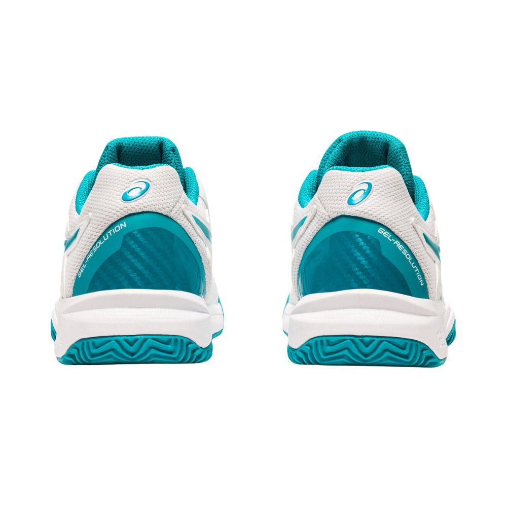 Asics Tennisschoen Gel Resolution 8 Clay Junior Wit Turquoise Achterkant
