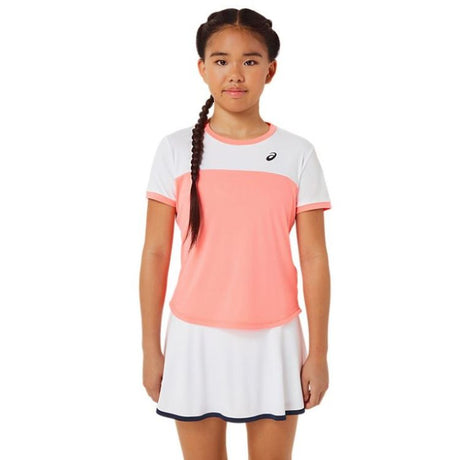 Asics Top SS Junior Girls Roze Wit