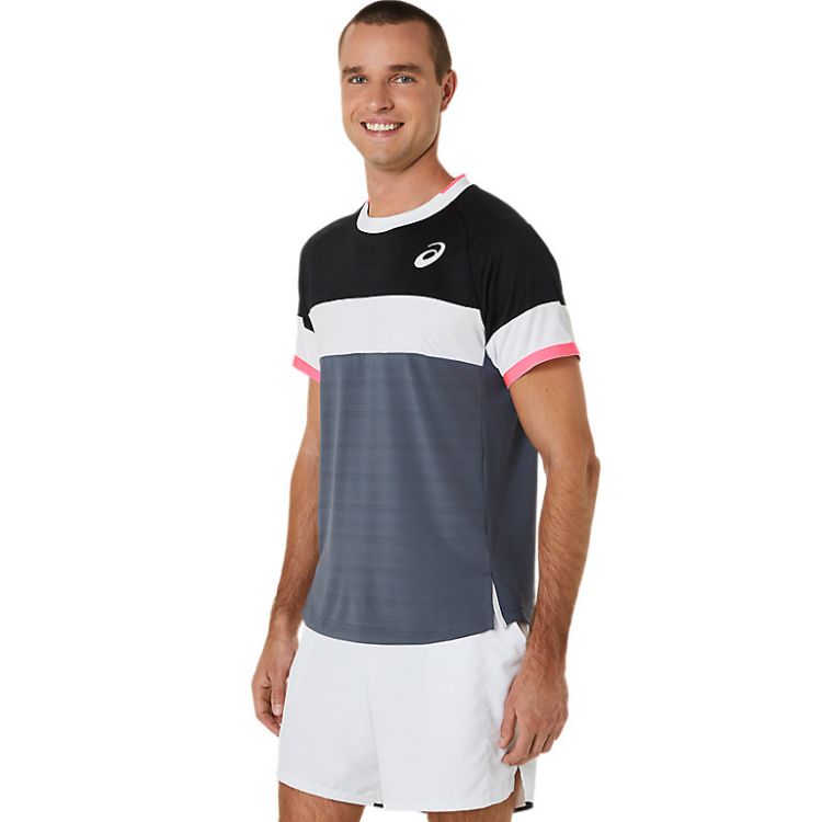 Asics T-Shirt Match SS Top Herren Schwarz Grau Weiß