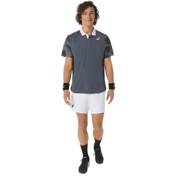 Asics Poloshirt Court Graphic Heren Grijs