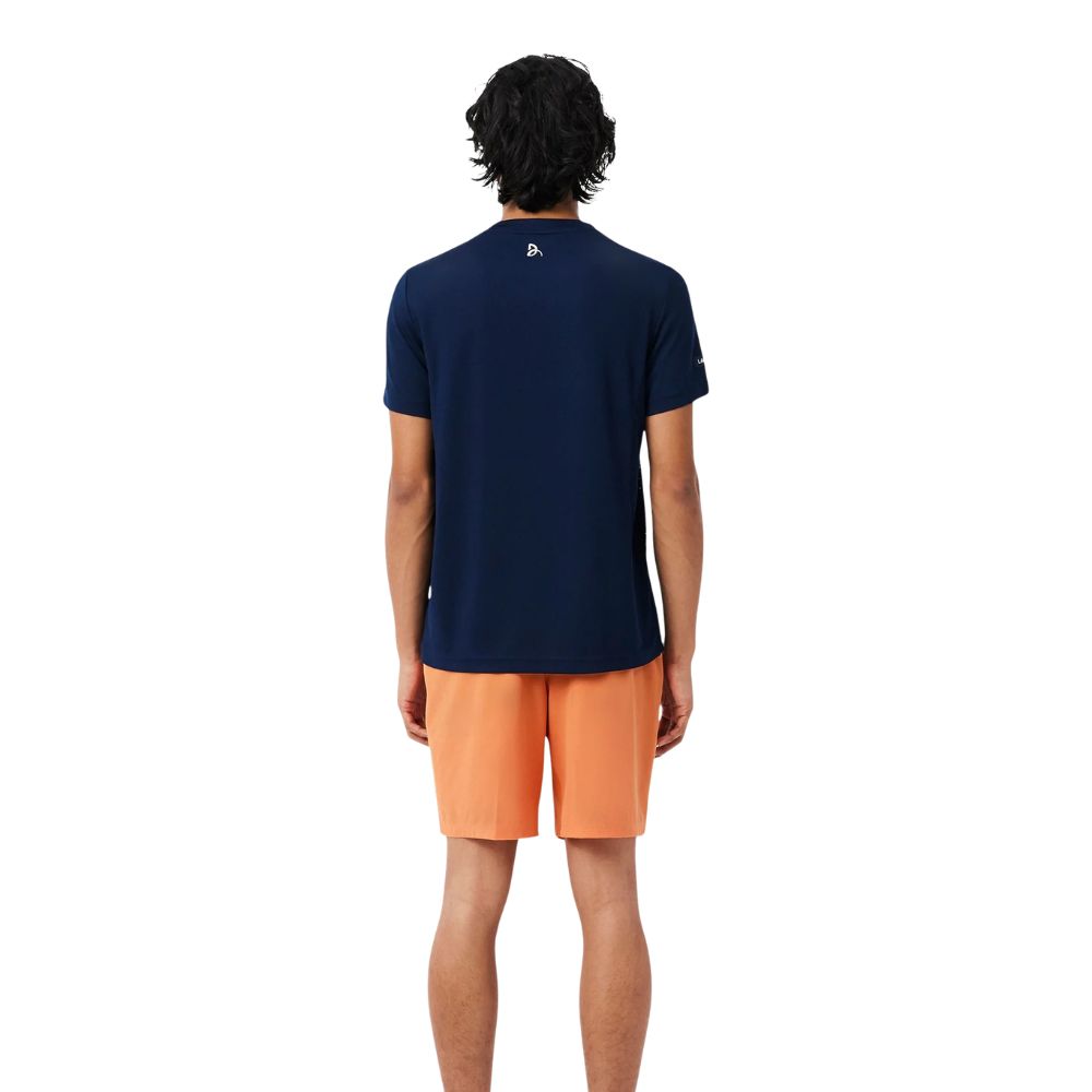 Lacoste Short Sport Novak Djokovic Stretch Heren Oranje Wit Achterkant
