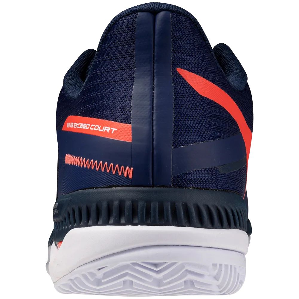 Mizuno Tennisschoen Padelschoen Wave Exceed Court CC Heren Blauw Oranje Achterkant