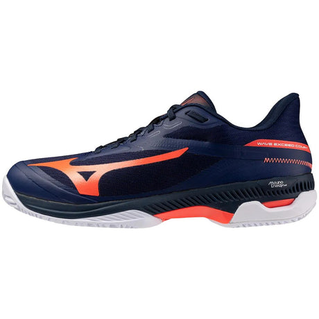 Mizuno Tennisschoen Padelschoen Wave Exceed Court CC Heren Blauw Oranje Binnenkant
