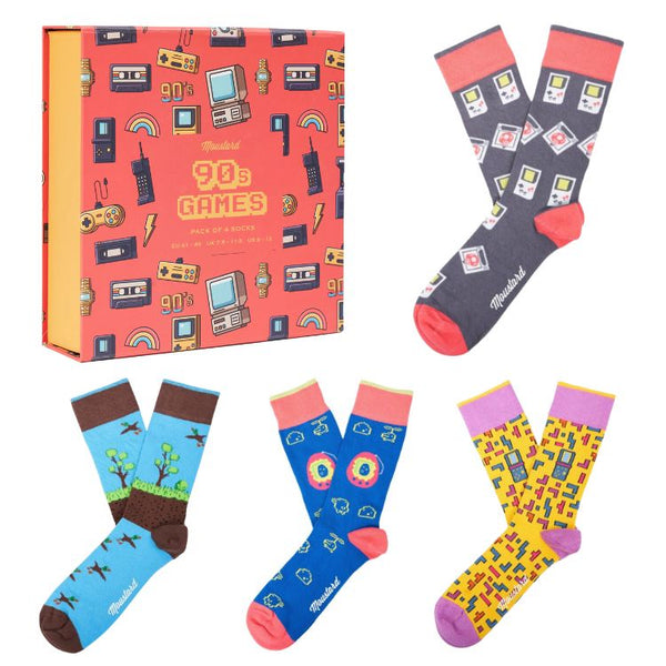 Moustard Socks 90's Games Giftbox Heren Sokken Geschenkbox - 4 Paar