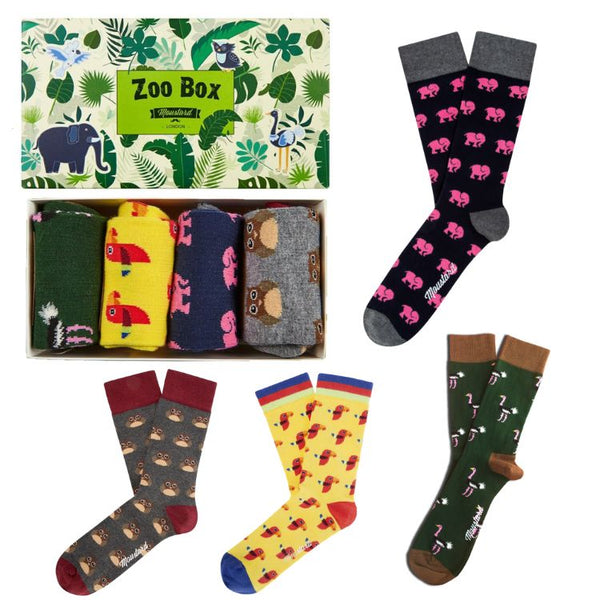 Moustard Socks Zoo Giftbox Heren Sokken Geschenkbox - 4 Paar
