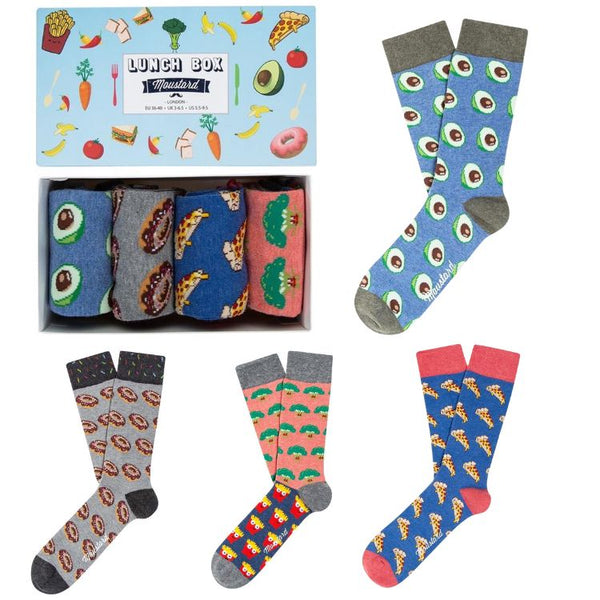 Moustard Socks Lunch Giftbox Heren Sokken Geschenkbox - 4 Paar