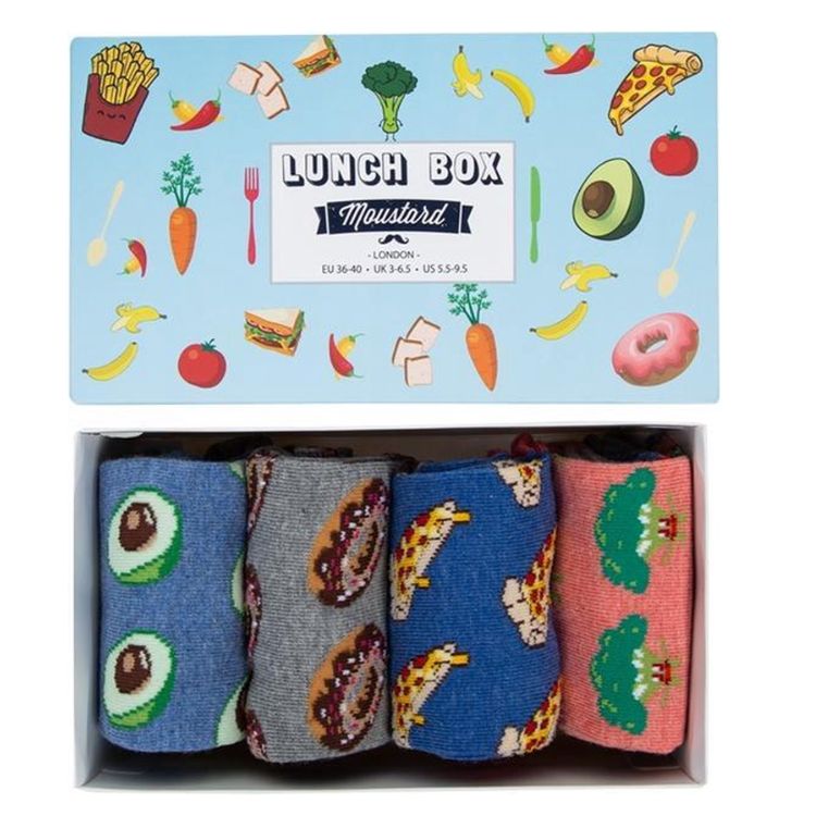 Moustard Socks Lunch Giftbox Heren Sokken Geschenkbox - 4 Paar