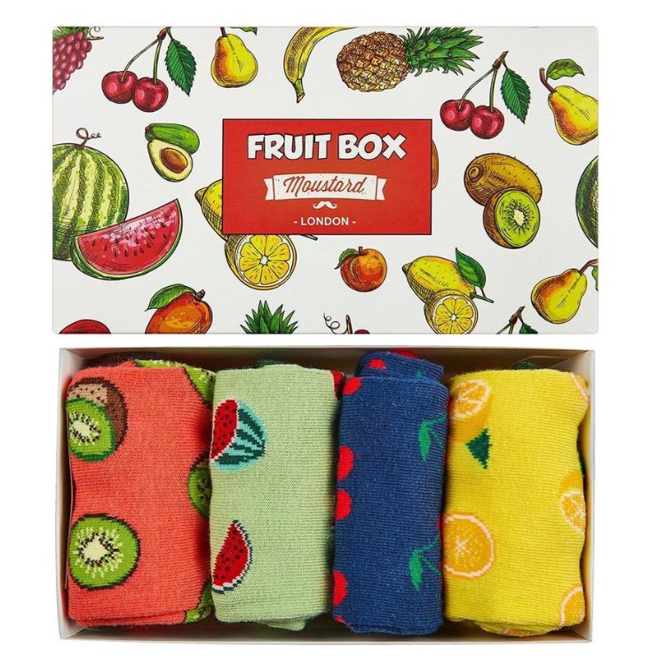 Moustard Socks Fruit Giftbox Heren Sokken Geschenkbox - 4 Paar