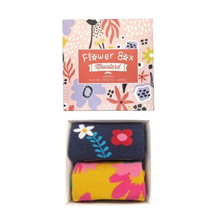 Moustard Socks Flower Giftbox Heren Sokken Geschenkbox - 2 Paar