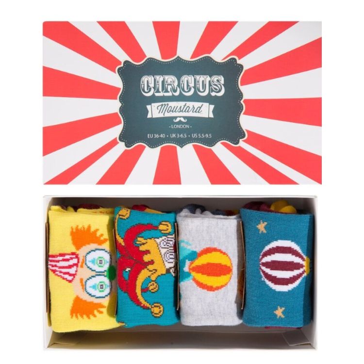 Moustard Socks Circus Giftbox Heren Sokken Geschenkbox - 4 Paar